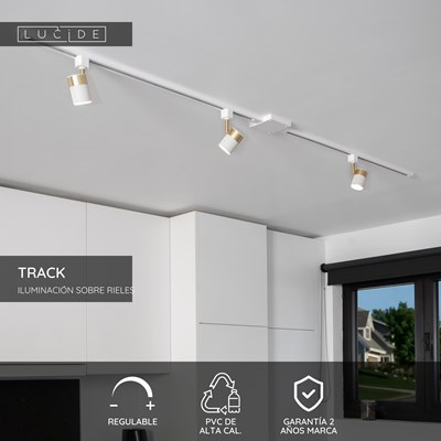 Lucide TRACK Conector en L - Sistema de carril monofásico / Iluminación con rieles - Izquierda - Blanco(Extensión)